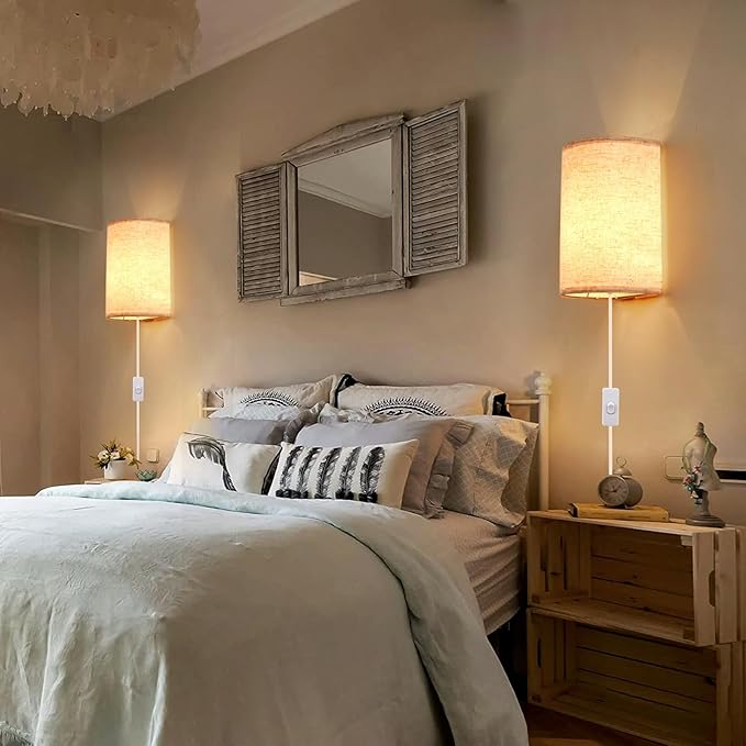 Plug in Wall Sconce, 3 Colors Wall Sconces Set of Two, Industrial Plug in Wall - Image 4