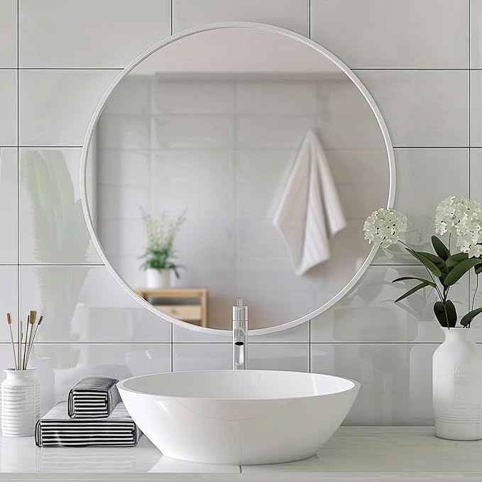 Sunniry White Circle Mirror, Round Mirror 20 inch, Circle Mirrors - Image 3