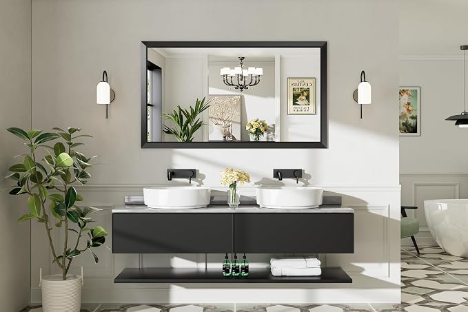 Briivue 55x32 Inch Black Bathroom Mirror - Image 8