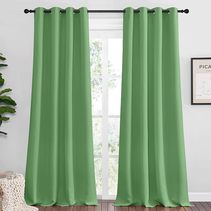 NICETOWN Froest Green Blackout Curtains 96 inches Length by NICETOWN