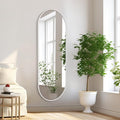 Oval Bathroom Mirror 48 x 16 Inch, Large White Full Length Mirror, Oval Pill by HLFMVWE