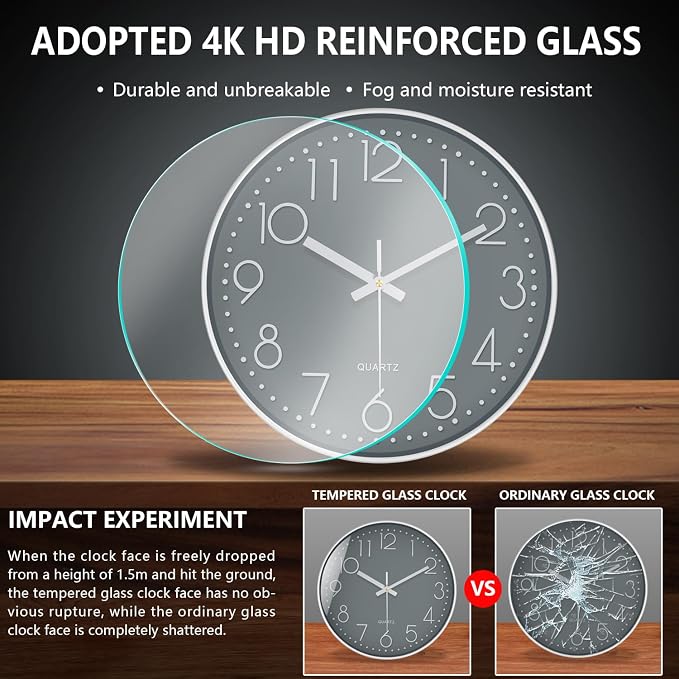 Silent Wall Clocks Battery Operated 8 Inch, Analog Wall Clock - Image 5