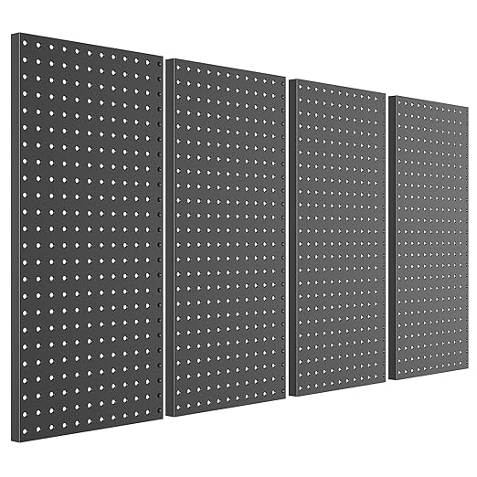 Pegboard Smith Metal Pegboard Panels 12" x 24", 4 Pack Black Wall Mounted Tool by Pegboard+Smith