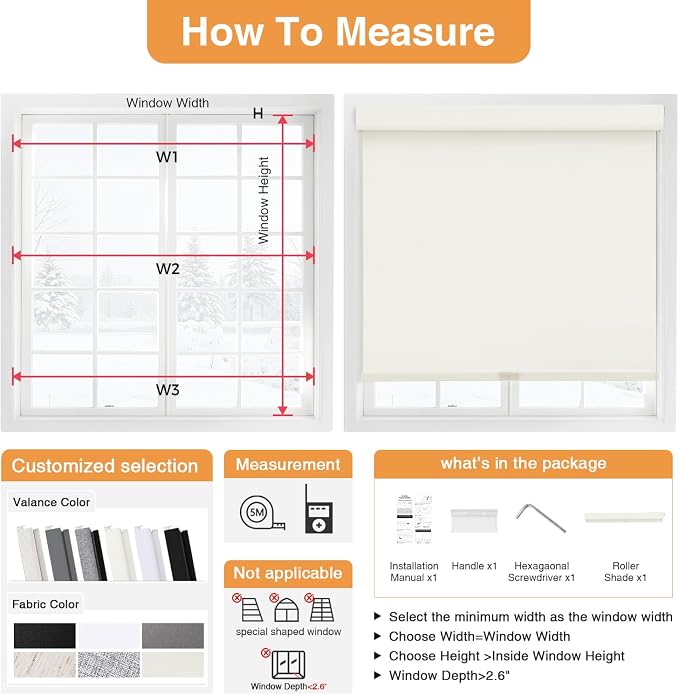 AOSKY No Drill Cordless Blackout Roller Shades - Image 5
