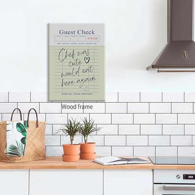 Framed Wall Art Posters Trendy Kitchen Guest Check Prints Chef Was Cute Would - Image 4