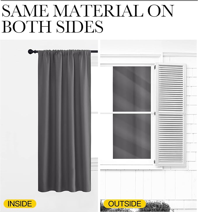 NICETOWN Short Curtains, Home Decoration Thermal Insulated Rod Pocket Blackout - Image 5