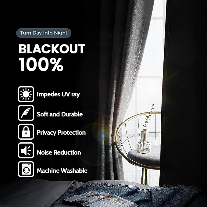 SimpleHome 100% Blackout Curtains - Image 2
