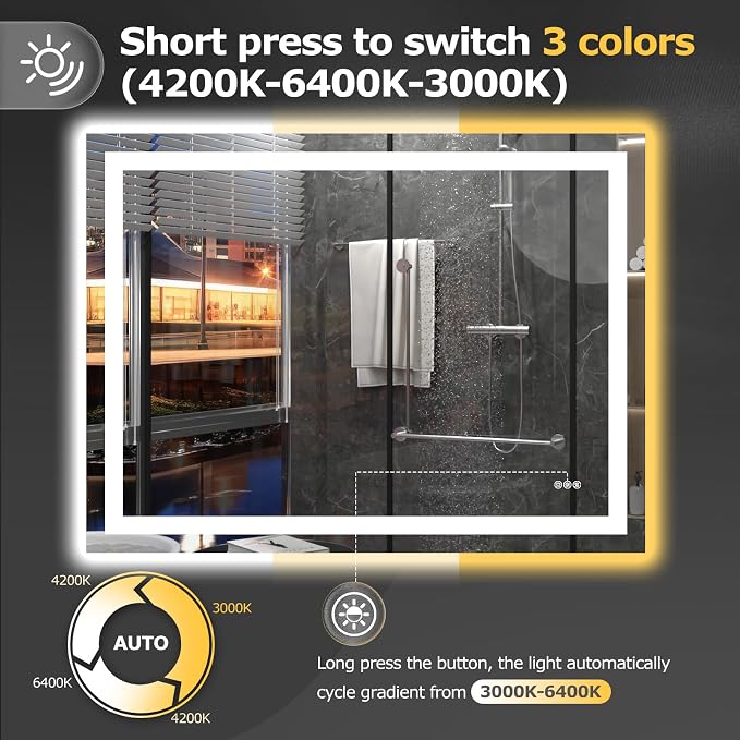 Hivone 48X36 LED Bathroom Mirror - Image 4