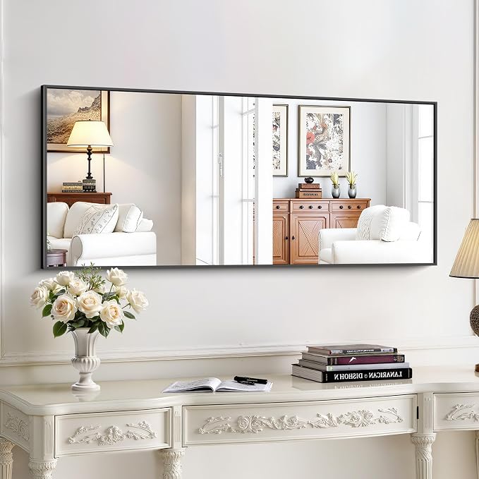KOCUUY Black Bathroom Mirror, 20x48 Inch Rectangle Mirror - Image 6
