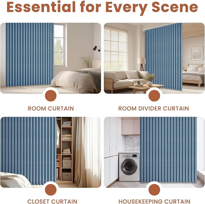 AJAZZ Blackout Accordion Door Curtain 98"x78" Blue - Image 8