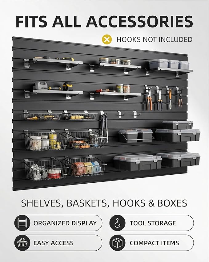 FRAYSCENT Slat Wall Paneling Garage Slat Wall Storage Systems Slatwall Panels - Image 4