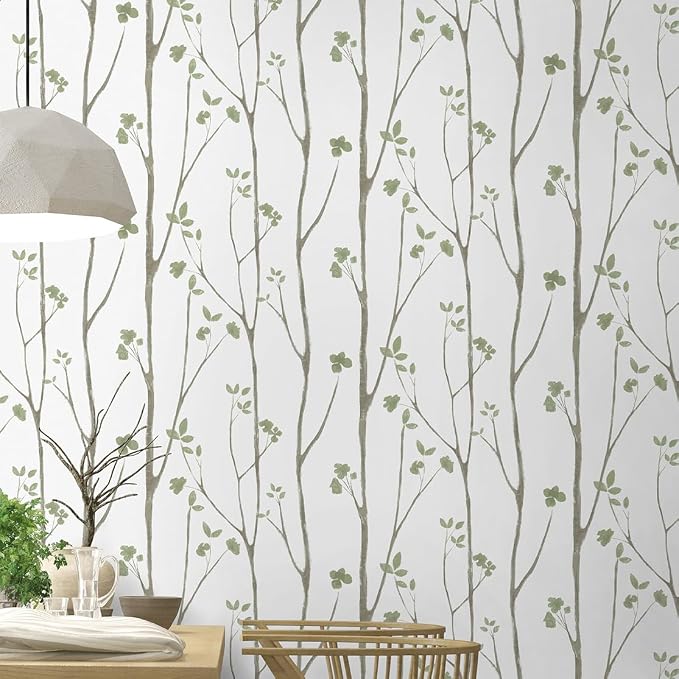 Timeet Green White Leaf Floral Boho Wallpaper 16" x 393.7" Self-Adhesive - Image 4