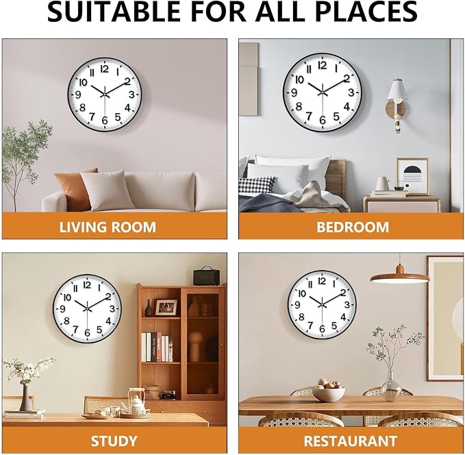 Wall Clocks Battery Operated, 12 Inch Non Ticking Digital Wall Clock, Silent - Image 9