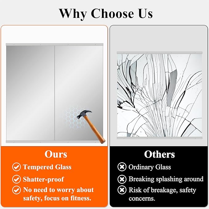Ruomeng Home Gym Mirror, Large Frameless Body Mirror Tempered Glass - Image 5