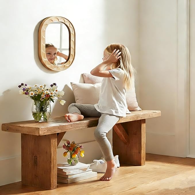 Entryway Small Mirrors for Wall, 16 x 12 Inch Bathroom Wood Mirror - Image 9
