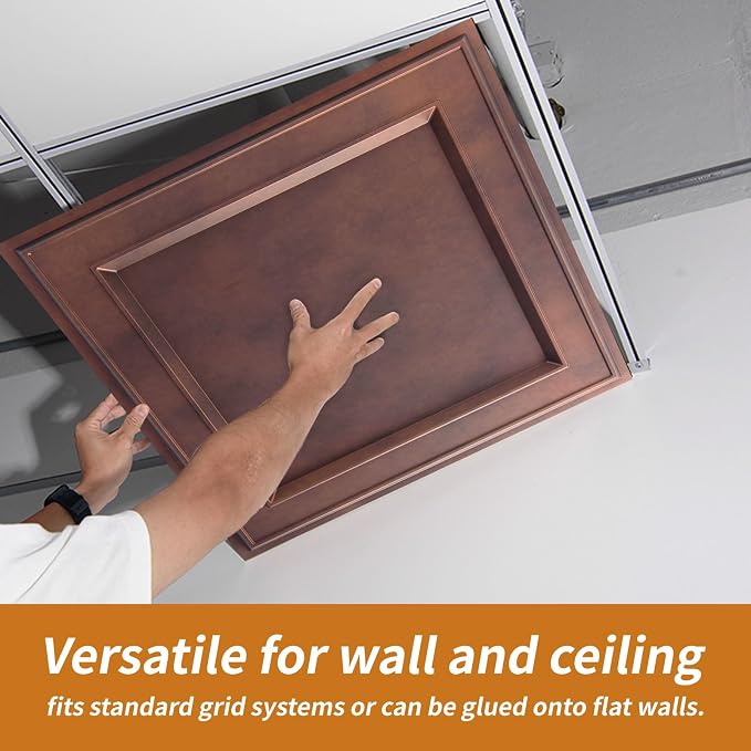WOWSTAR 12-Pack 24"x24" Drop Ceiling Tiles, Waterproof Glue up Ceiling Panels - Image 6