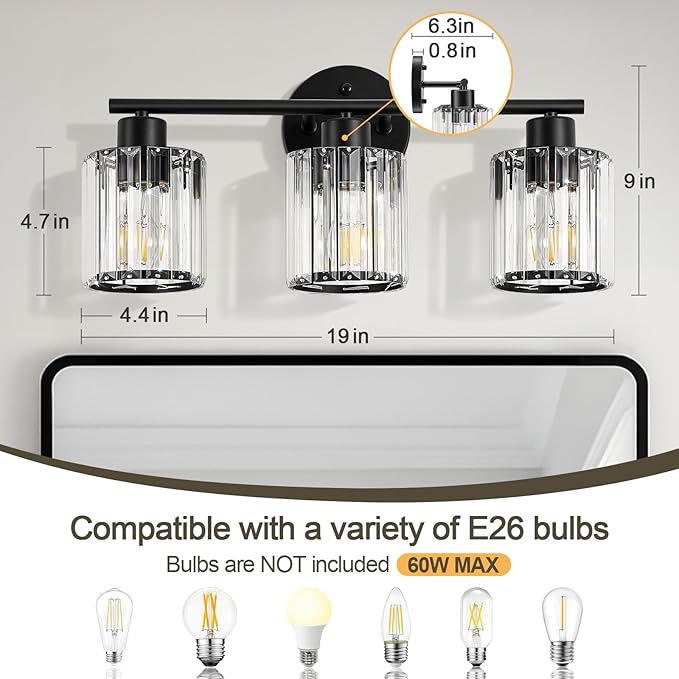 Crystal Bathroom Light Fixtures, Bathroom Lighting Fixtures Over Mirror - Image 2
