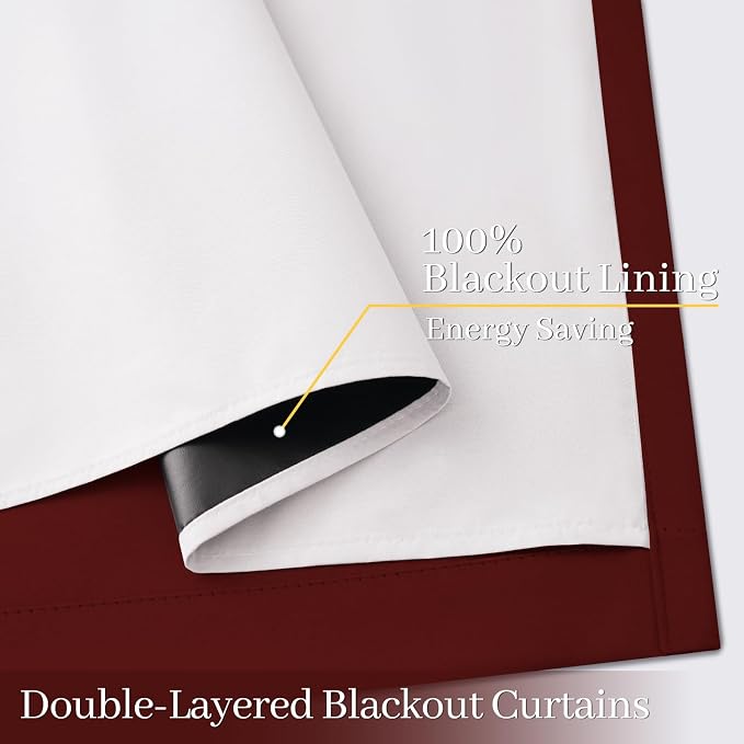 Yakamok 100% Blackout Curtain Panels 63 inches Cold and Light Blocking Drapes - Image 4