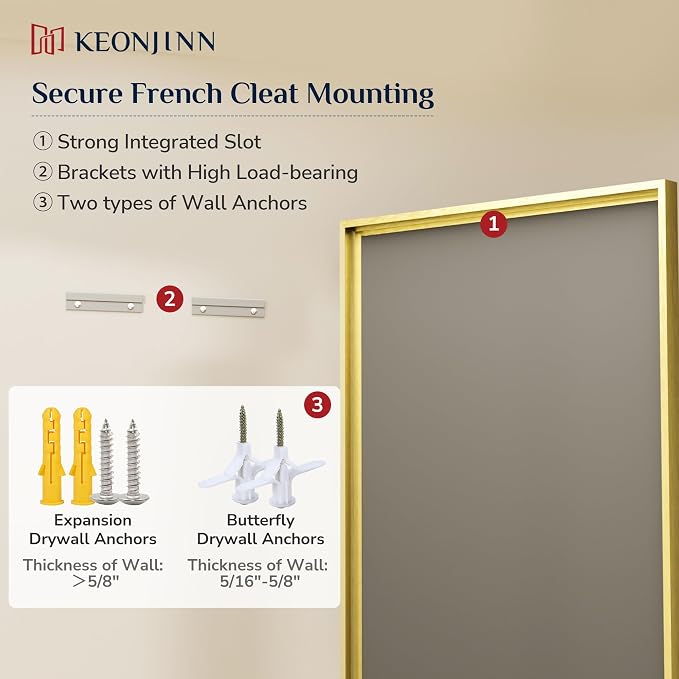 Keonjinn Gold Bathroom Mirror 40" x 30", Tempered Glass - Image 8