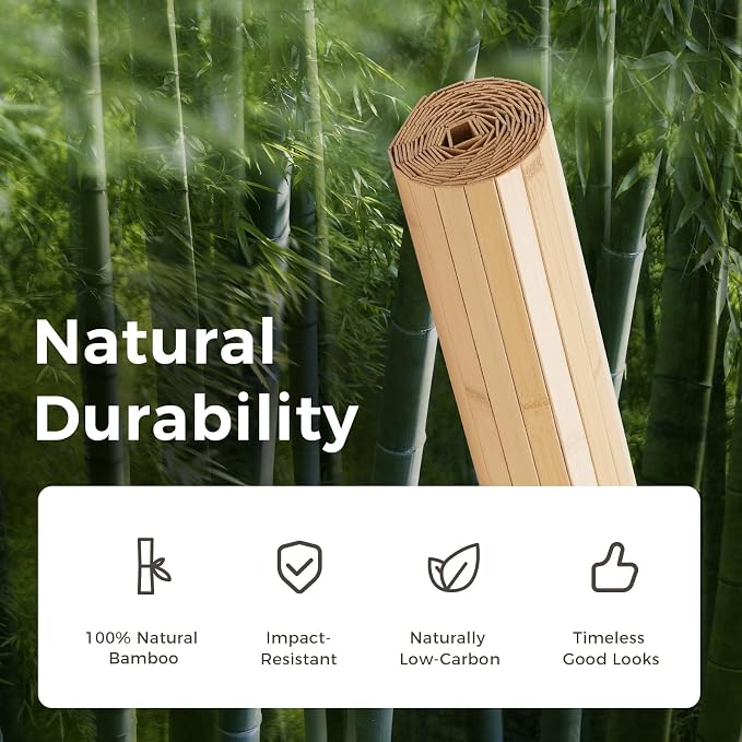 OUZUGIE 2 Pack 96x48 Inch Natural Bamboo Wall Panel – Carbonized Pole Wrap - Image 7
