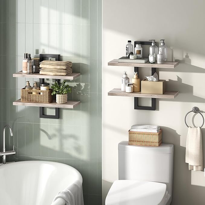 HOOBRO Floating Shelves, 15 Inch Wall Shelf Set of 2, Wall Mounted Storage - Image 4