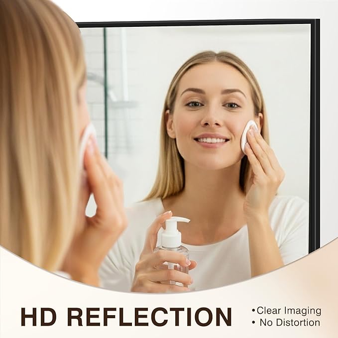 FICTOR Bathroom Vanity Mirror-Black, 30x20 Inch, Shatterproof & Anti-Rust - Image 5