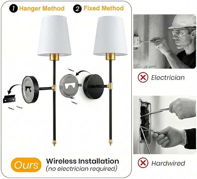 IRONPAX Wall Sconces Battery Operated Set of 2, Wireless Rechargeable Wall - Image 6