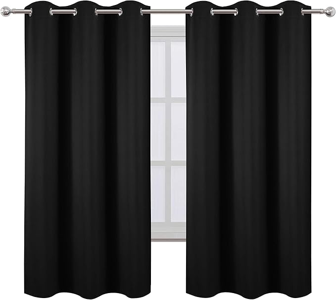 LEMOMO Black Blackout Curtains 34 x 63 Inch Length/Set of 2 Curtain - Image 2