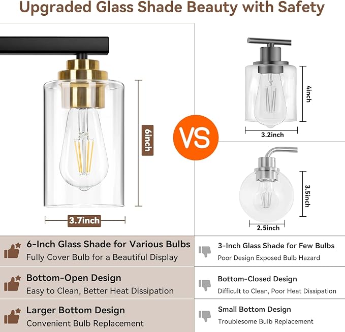 4-Light Bathroom Light Fixtures, Classic Wall Light Fixture - Image 4