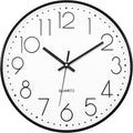 Foxtop 14 Inch Black Wall Clock Large Silent Non-Ticking Battery Operated Round by Foxtop