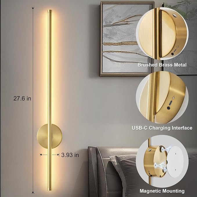 Battery Operated Modern Wall Sconces Set of Two, Rechargeable Wireless Wall - Image 6