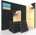 24 Pack Self-Adhesive Acoustic Foam Panels, Fire Resistant Soundproof Wall by AUSLET