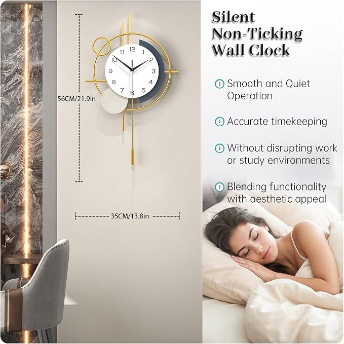 Wall Clock Decorative Large Modern Wall Clock Silent Non-Ticking Battery - Image 4