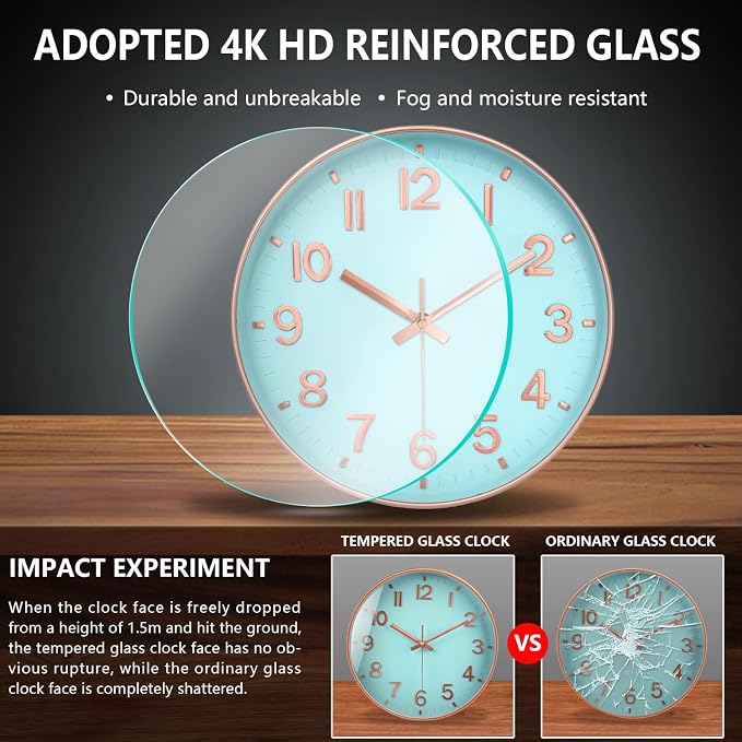 Wall Clocks Battery Operated, 12 Inch Non Ticking Digital Wall Clock, Silent - Image 5