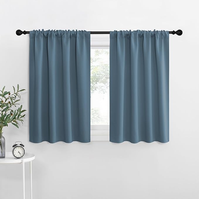 NICETOWN Blackout Curtains for Living Curtains, Smoky Blue, 2 Panels, 29 by 30 by NICETOWN