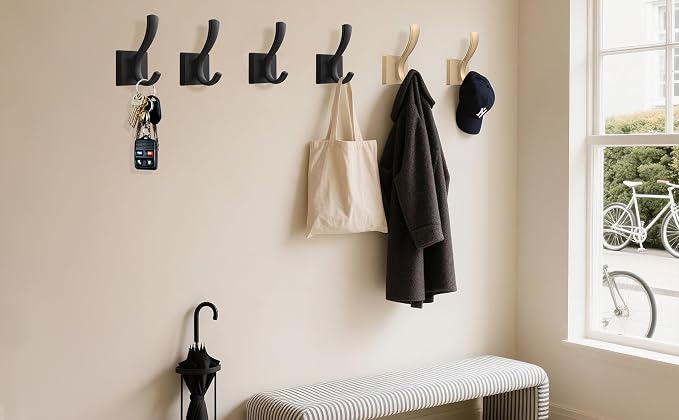 TOFIIGREM Gold Towel Hooks for Wall, Heavy Duty Thick Metal Bathroom Coat Hooks - Image 7