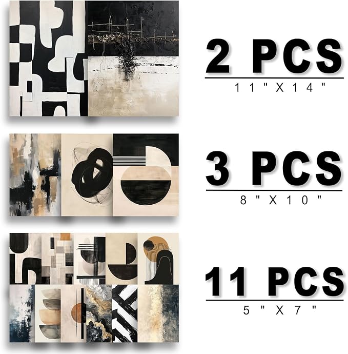 ANERZA 16 PCS Black and White Abstract Wall Art Decor, Minimalist Gallery Wall - Image 2
