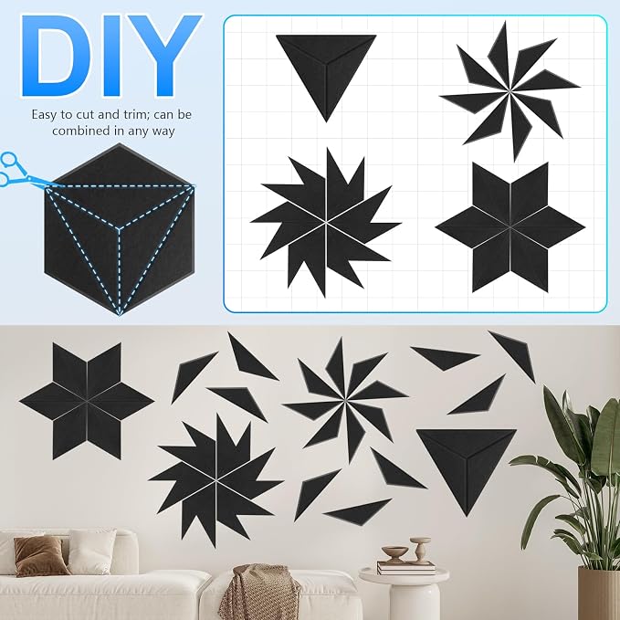 12 Pack Hexagon Acoustic Panels, DIY Sound Proof Foam Panels - Image 6