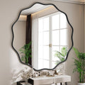 Wavy Round Mirror, 42 Inch Large Metal Frame Circle Mirror, Wall Mounted by Unknown
