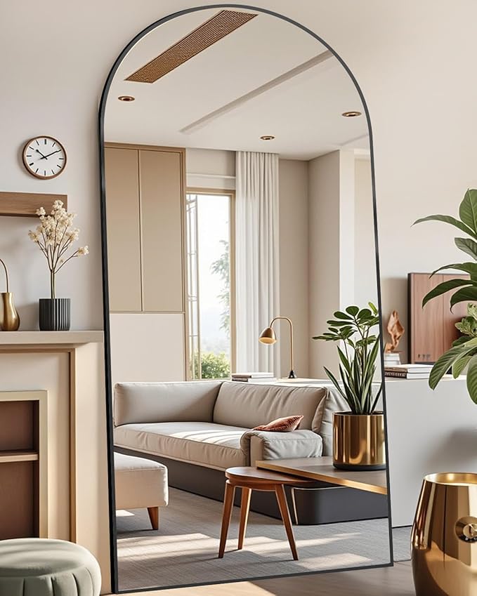 DMWOODFL 81"x41" Black Arched Full Length Mirror - Image 6