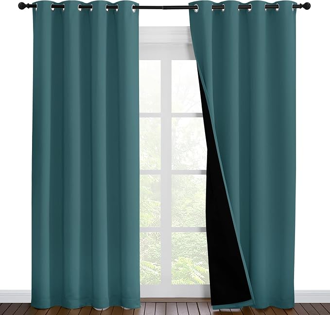 NICETOWN Complete 100% Blackout Curtain Set, Thermal Insulated & Energy by NICETOWN