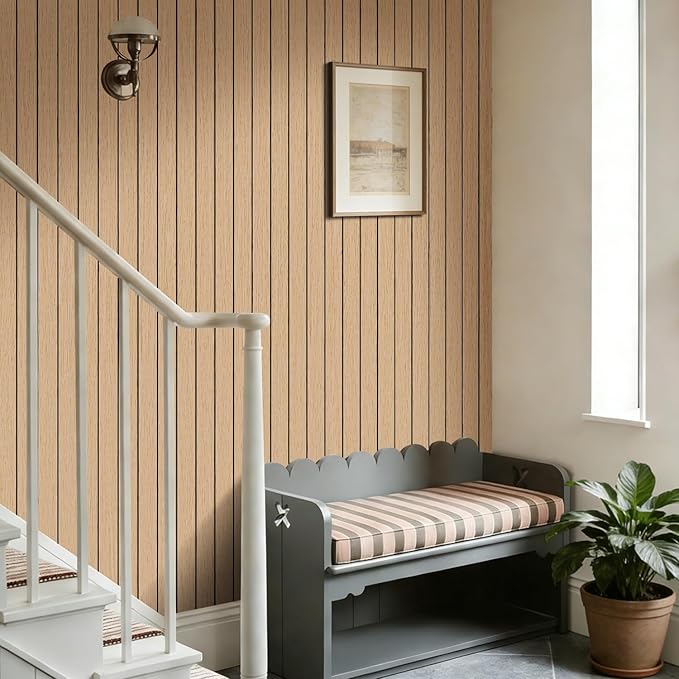 Arthome Peel and Stick Slat Wall Panels 15.7 "x240, Self-Adhesive PVC Wood - Image 5