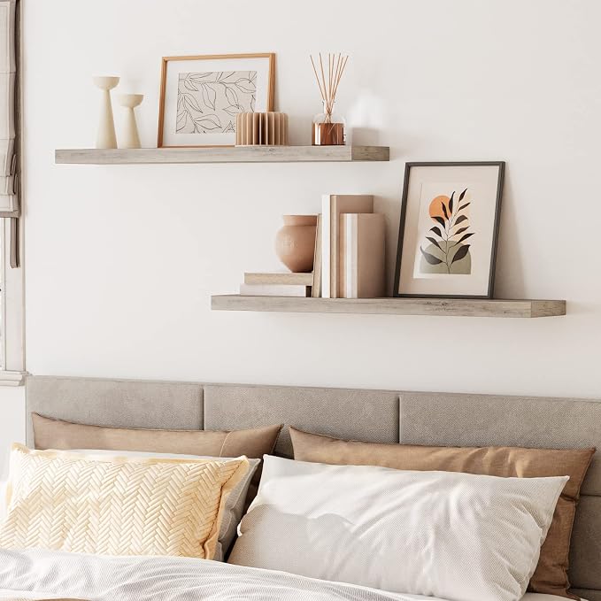 HOOBRO Floating Shelves for Wall, Wall Mounted Shelf Set of 2, 39.4" Hanging - Image 5