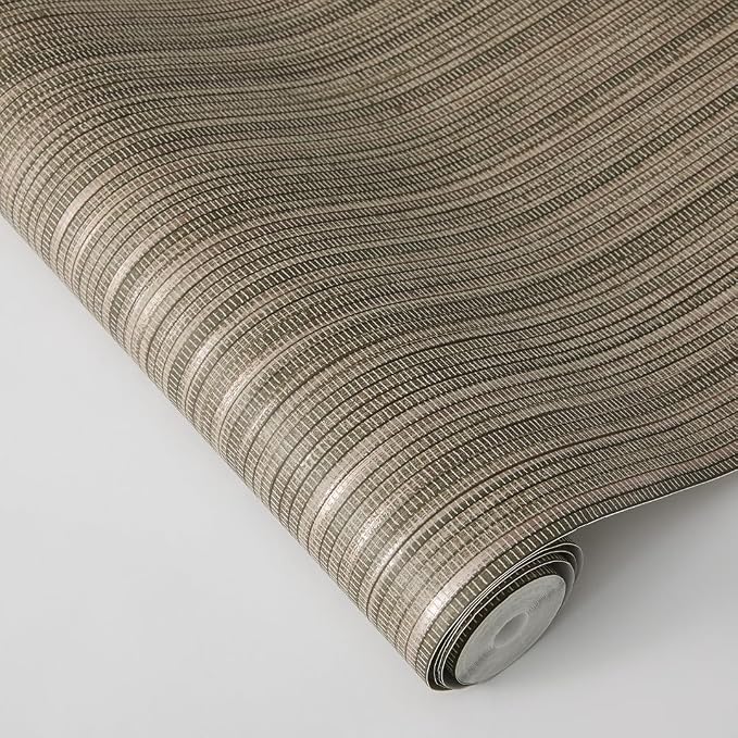 Tempaper Metallic Bronze Faux Grasscloth Removable Peel and Stick Wallpaper - Image 5