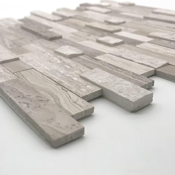 SUNWINGS 5-Sheet Peel and Stick Mosaic Natural 3D Stone Self Adhesive Marble - Image 4