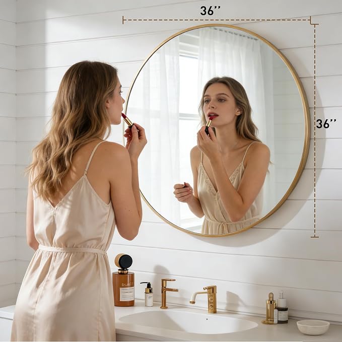NEWBULIG 36 Inch Round Wall Mirror, Bathroom Mirror - Image 2