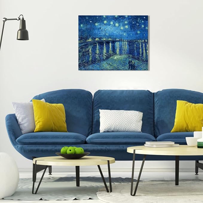 1 KINGO Van Gogh Canvas Wall Art: Starry Night over the Rhône Oil Painting - Image 4