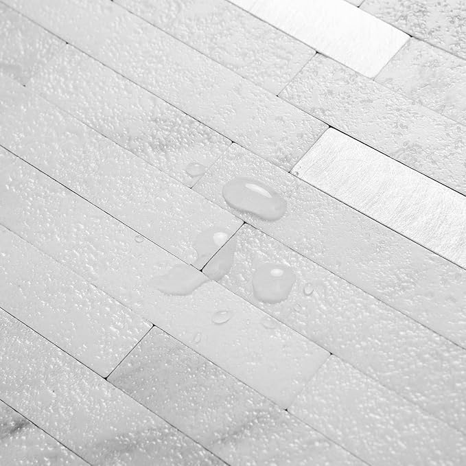 AULIGET Faux Stone Peel and Stick Backsplash, PVC Mixed Metal Wall Tiles Stick - Image 3