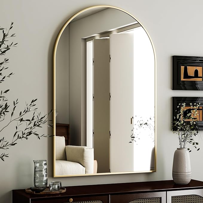 HARRITPURE Arched Wall Mirror – 24"x36" Arch Bathroom Mirror, Living Room Home by HARRITPUREHome