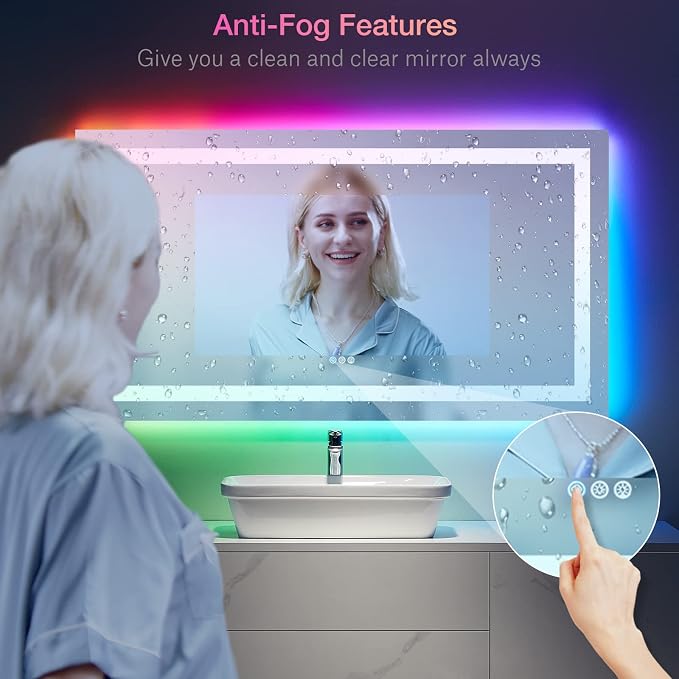 LOAAO 55X30 Inch RGB LED Bathroom Mirror - Image 5